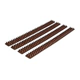 Relaxdays Vogelabwehr 4 Paneele je 49 cm mit Spikes Gesamtlänge 2 m mit jeweils H x B x T 1,7 x 4,2 x 49 cm für, dunkelbraun