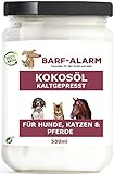 barf-alarm 100% Kokosöl für Hunde 500ml – Tier Kokosnussöl Kokosfett für Hunde, Katzen & Pferde - Kaltgepresst nativ – Kokos Öl flüssig