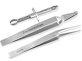InstrumenteNrw Zeckenzange Zeckenpinzette im 3er Set aus rostfreiem Edelstahl Profi-Qualität